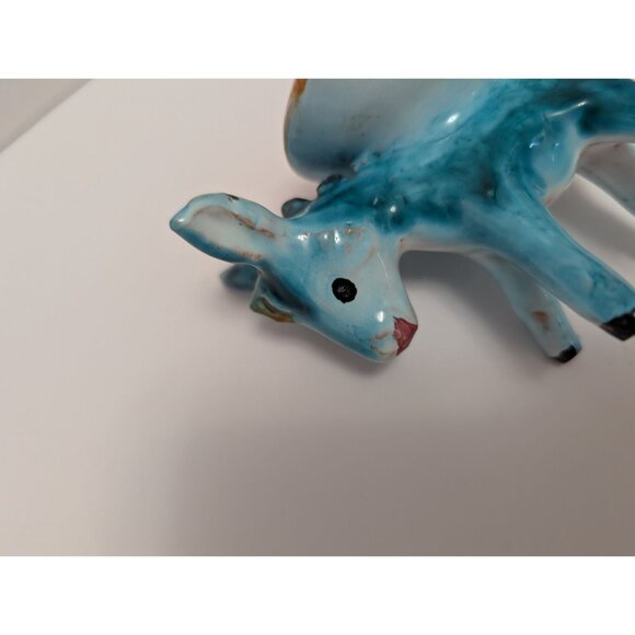 Hand-Painted Ceramic Donkey Trinket Bowl Figurine Yellow & Blue Lipari Majolica - Picture 8 of 10